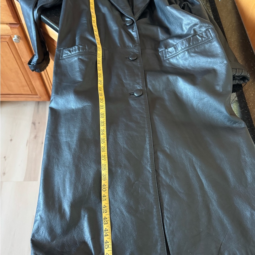 Jacqueline Ferrar Black Leather Trench Coat - Picture 9 of 10